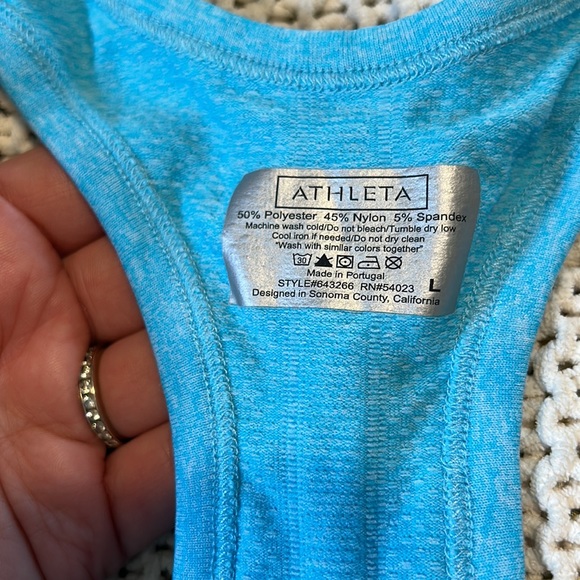 Athleta Ruched Racer Back Athletic Tank Blue Size Large - Picture 5 of 6